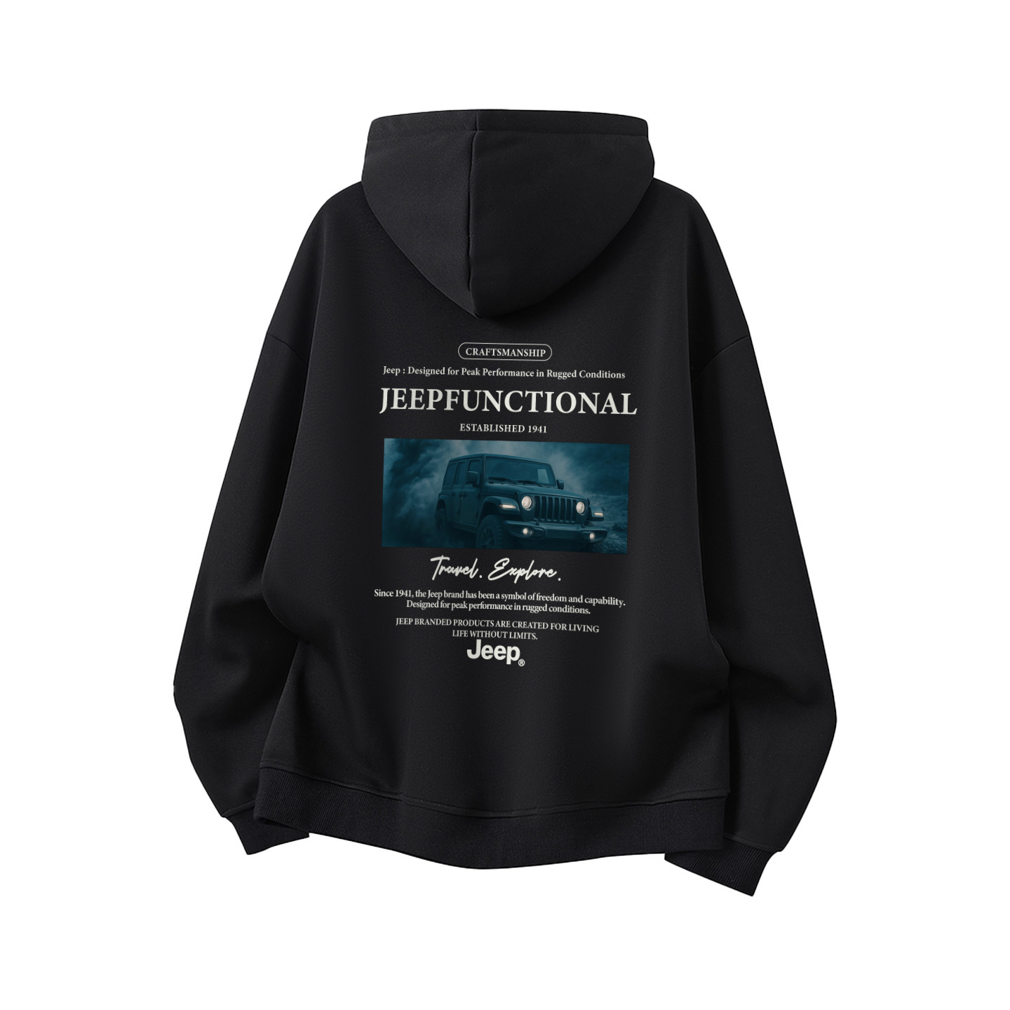 

Толстовка Unisex Hooded Moderate Regular Jeep, pure черный