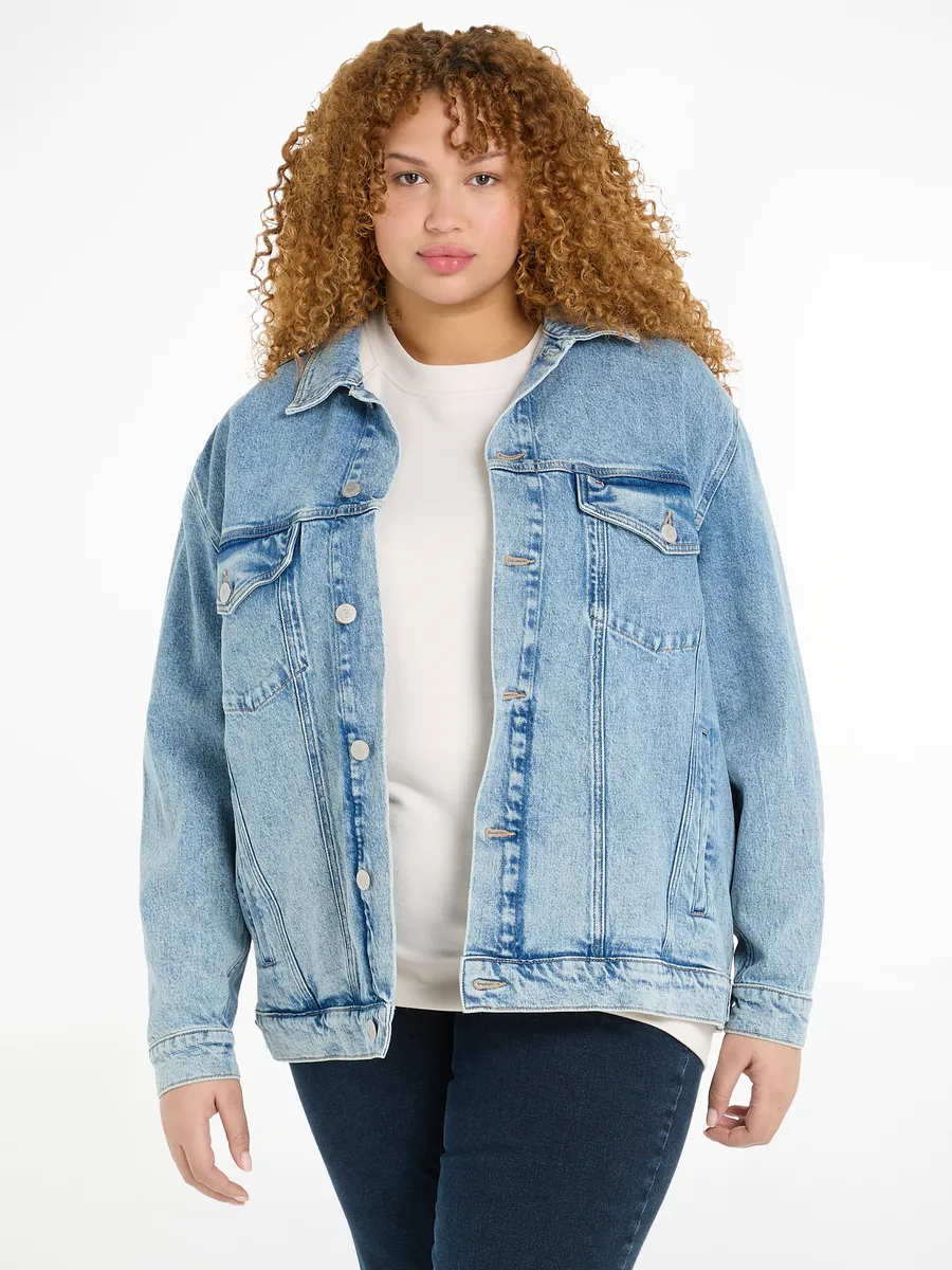 

Джинсовая куртка Tommy Jeans Curve "CRV OVR TRUCKER JACKET CG4114", большие размеры, джинсовый