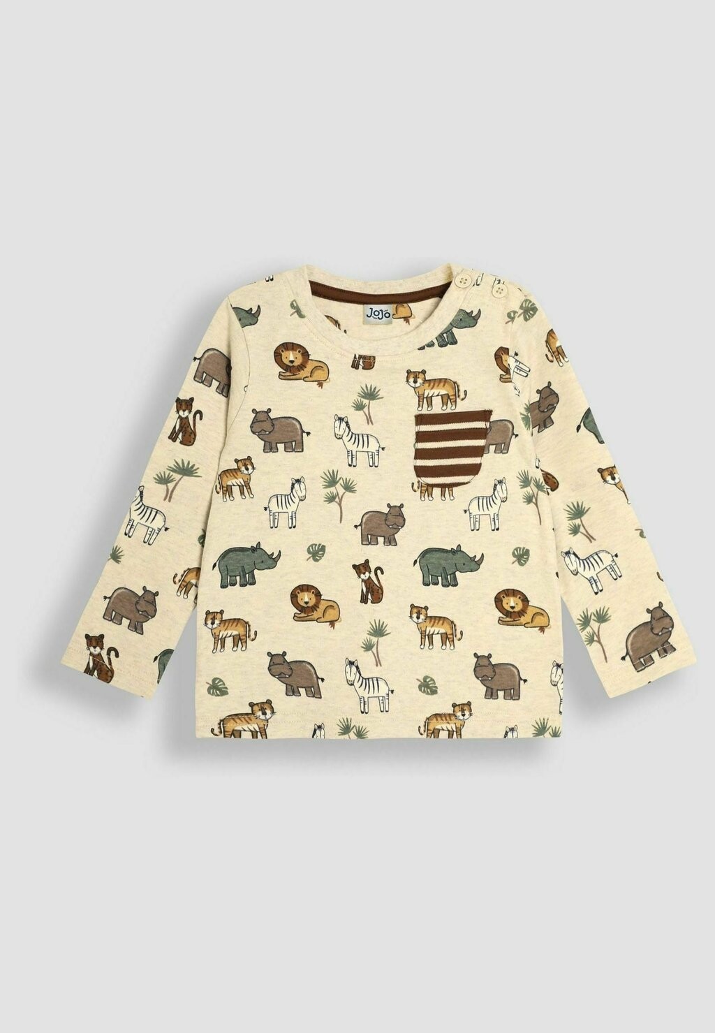 Топ с длинными рукавами SAFARI ANIMALS PRINT & STRIPE 2 PACK REGULAR FIT JoJo Maman Bébé, бежевый — фото 4