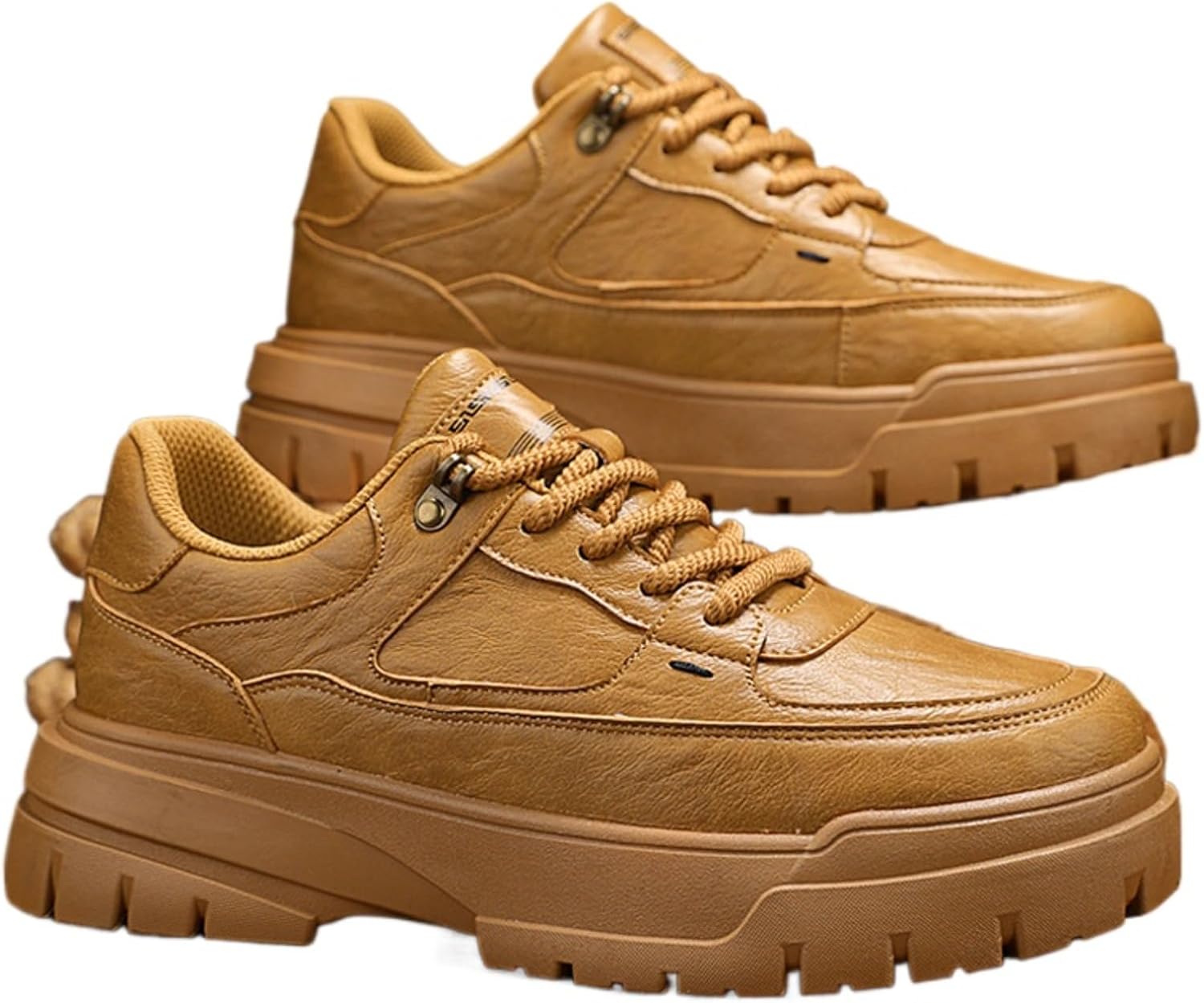 

Мужские западные ботинки с массивной подошвой, увеличивающей рост, ботинки до щиколотки, с круглым носком, ботинки, винтажный стиль, повседневная обувь для улицы Azttoztto, желтый