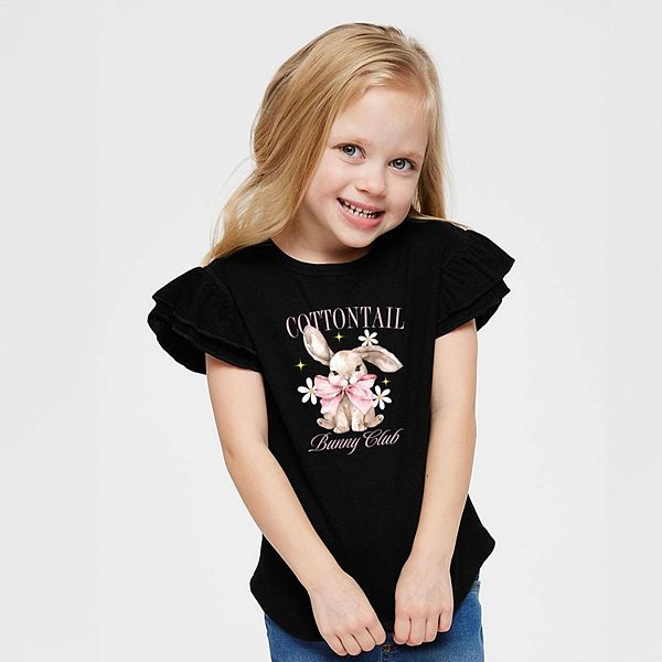 

Футболка с рукавами-крылышками Coquette cottontail bunny club The Juniper Shop, Black