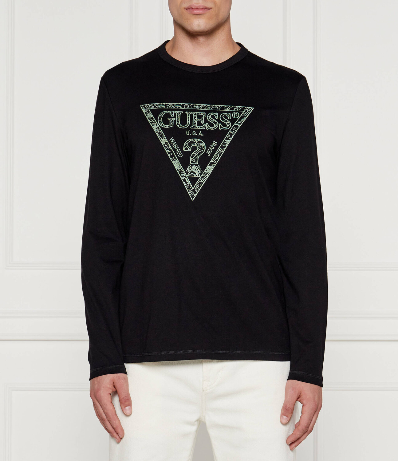 

Лонгслив GUESS EMBRO Regular Fit, черный