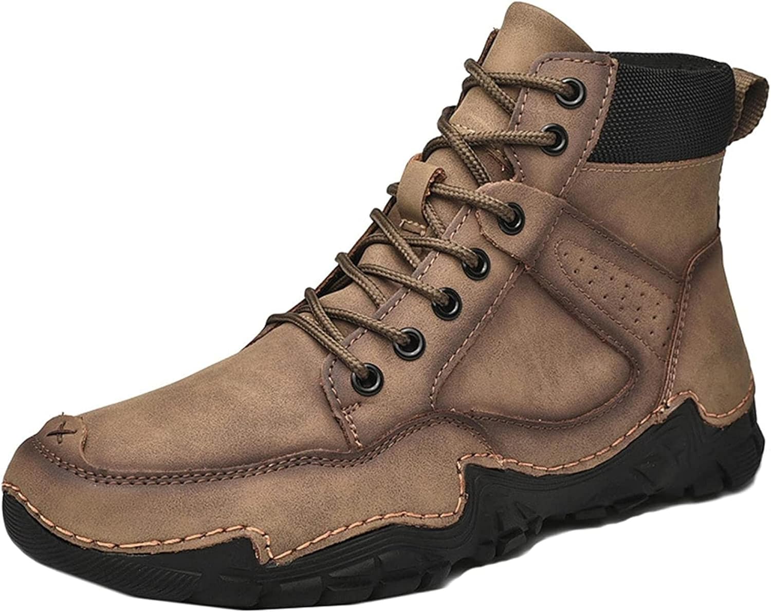 

Мужские походные ботинки Yiozoi с высоким голенищем, шнуровкой, для улицы, ветронепроницаемые, осенние и зимние, нескользящие, удобные, повседневные рабочие ботинки до щиколотки, Khaki Plush