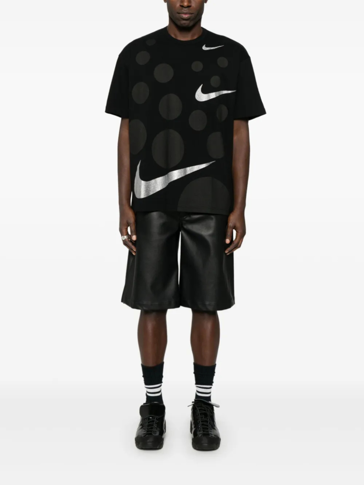 Футболка с логотипом Swoosh из коллаборации с Nike Comme Des Garçons, черный — фото 2
