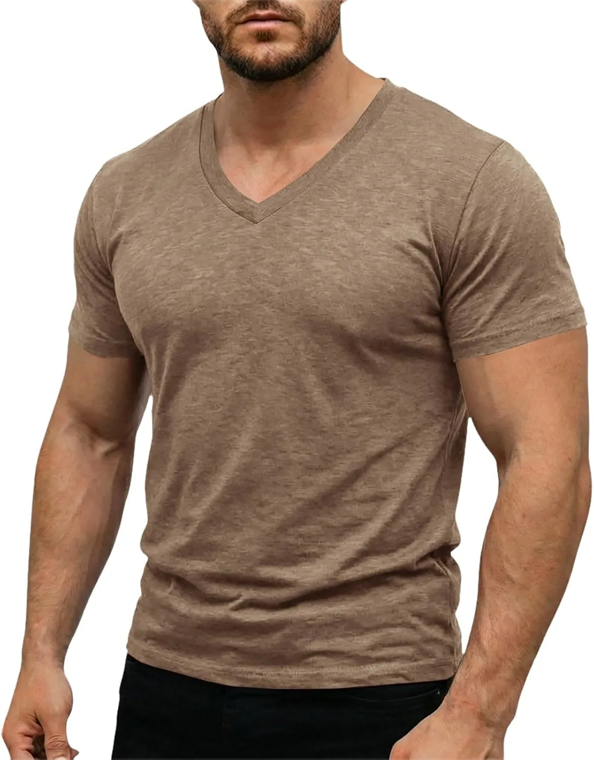 

Футболка V-образным вырезом для мужчин, летняя, с коротким рукавом, эластичная