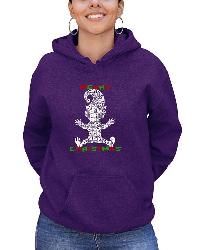 

Женская толстовка с капюшоном Christmas Elf Word Art LA Pop Art, фиолетовый