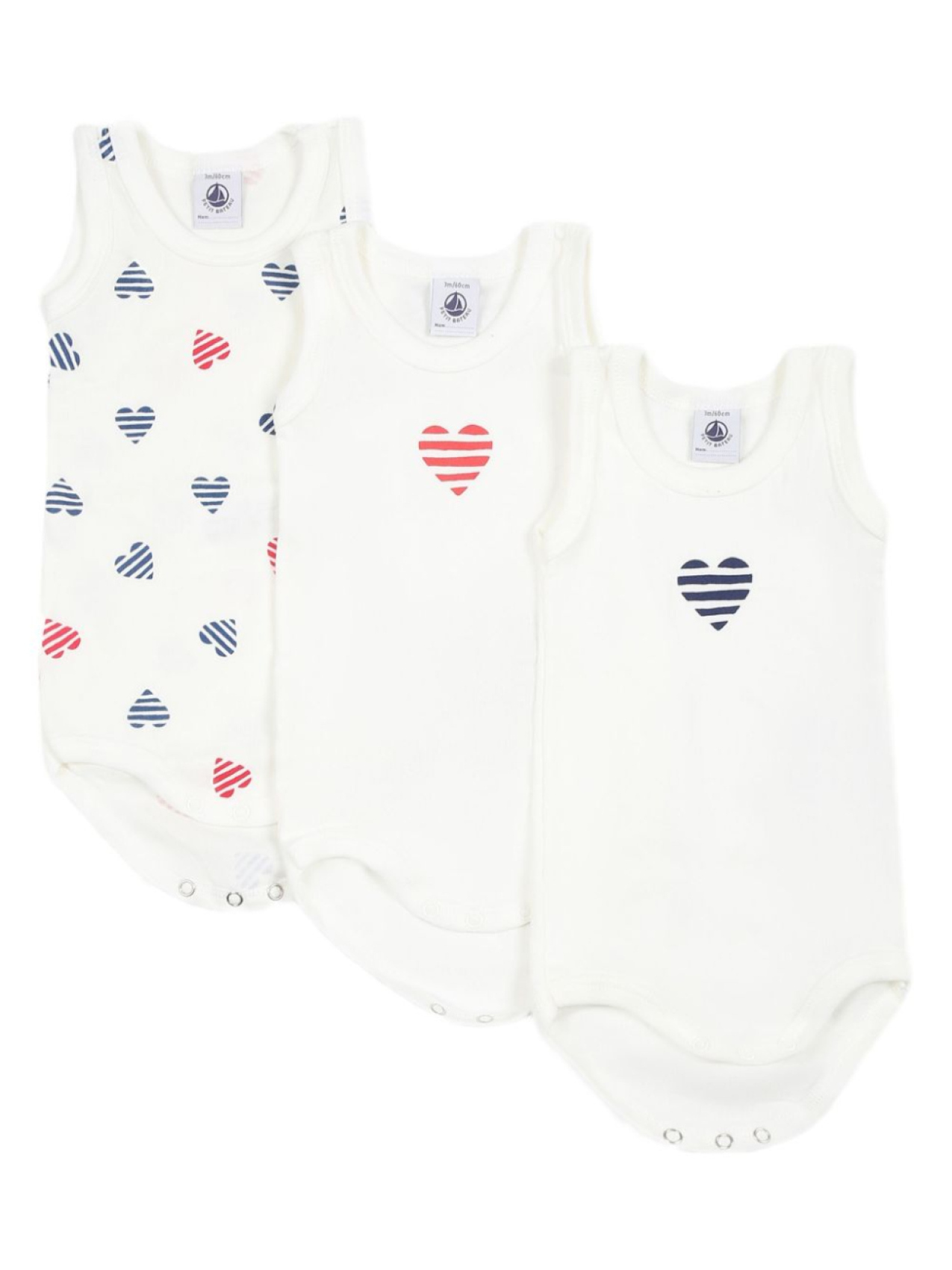 

Petit Bateau комплект из трех боди, белый