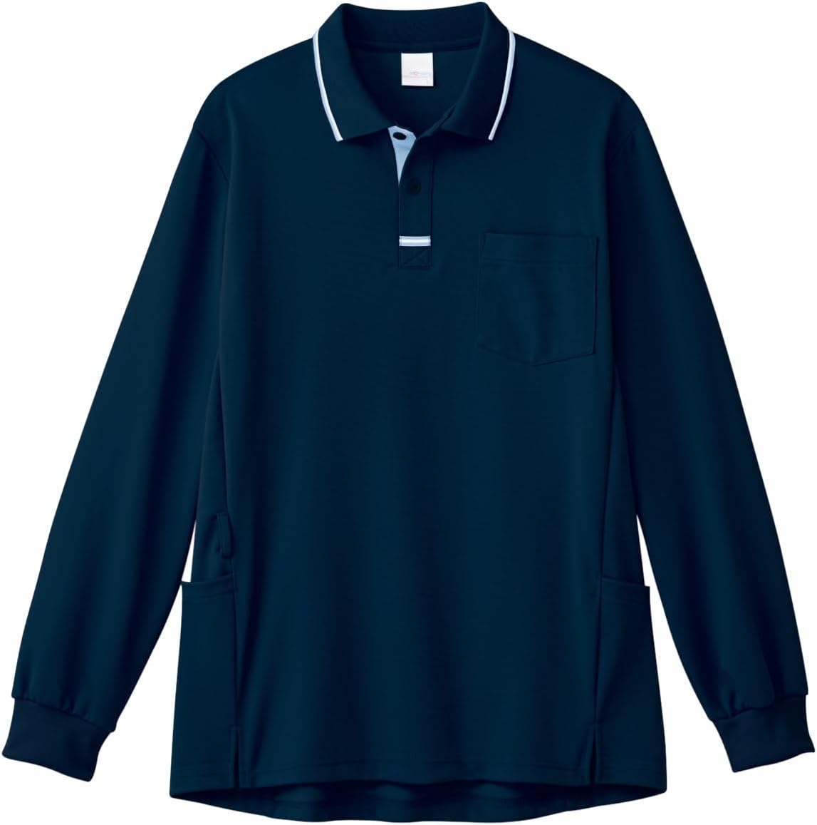 

Поло с длинными рукавами PROFeeling (унисекс) с боковыми карманами, прочное, непрозрачное, влагоотводящее, быстросохнущее, простого и свободного кроя для ухода за больными (PK347), темно-синий