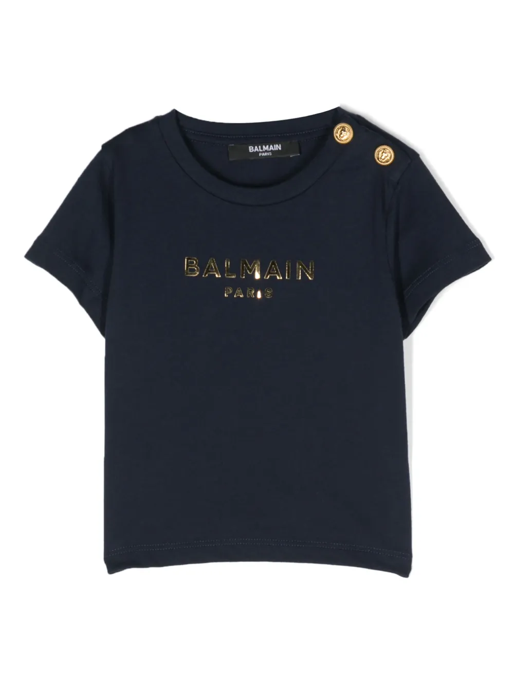 

Футболка с логотипом металлик Balmain Kids, синий
