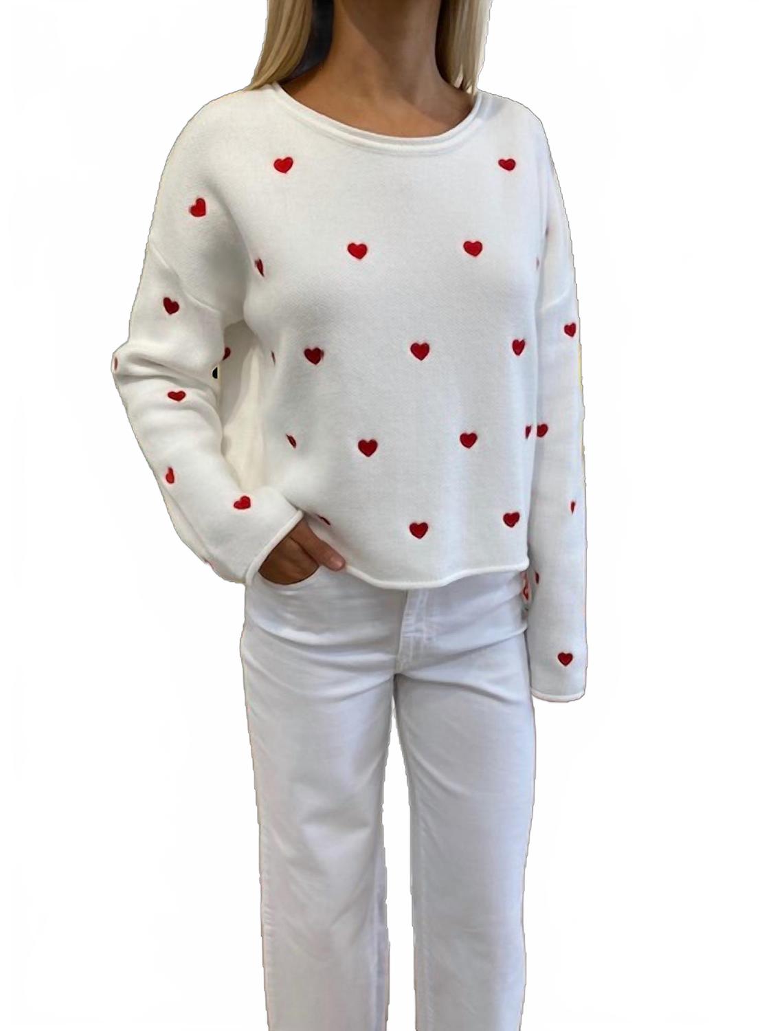 

Белый укороченный свитер с сердцем KLd. Signature