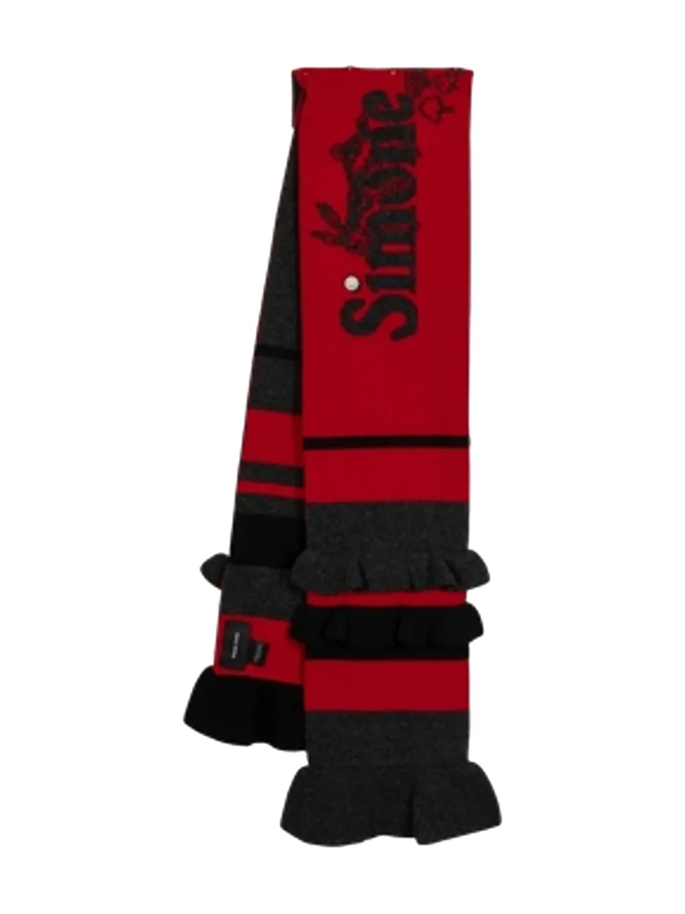 

Полосатый шарф с рюшами в виде ромашек Simone Rocha, серый