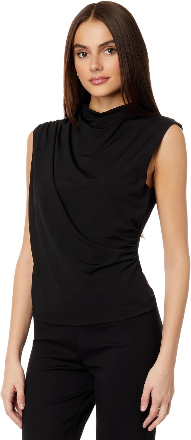 

Топ Elliott Lauren Top Notch Draped Sleeveless Top w/ Zipper Detail, черный