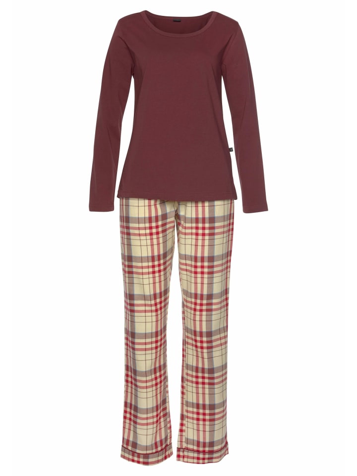

H.I.S Пижама в клетку бордового/бордово-кремового цвета