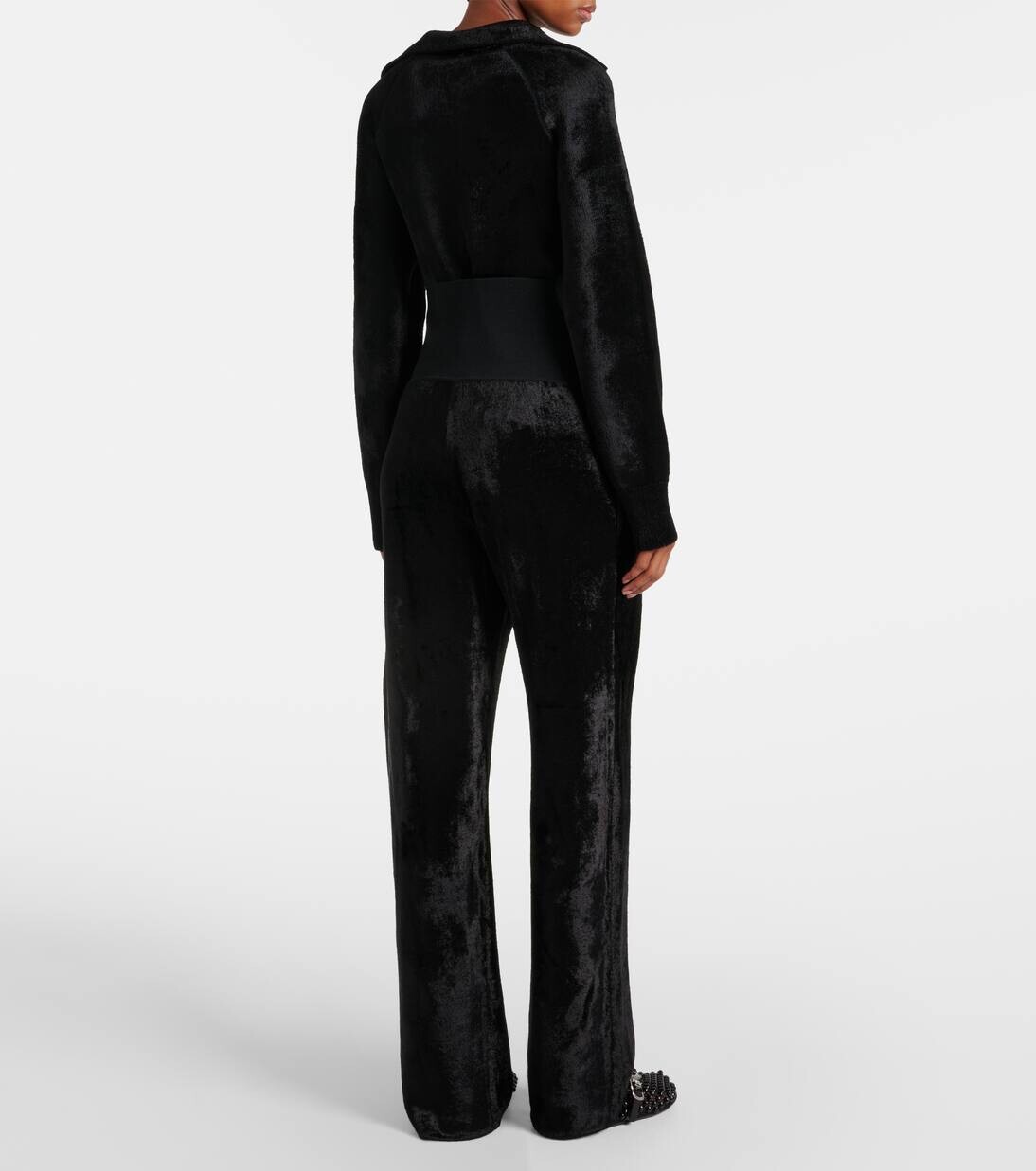 Прямые брюки из бархата Alaïa, цвет noir alaia — фото 3