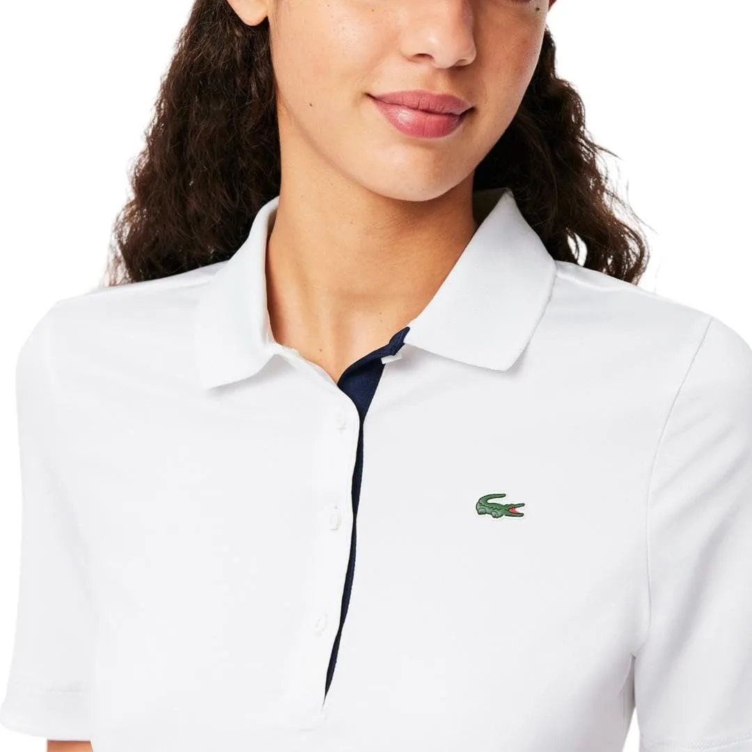 Поло Lacoste Sport Slim Fit, защита от ультрафиолета, белый/темно-синий — фото 4
