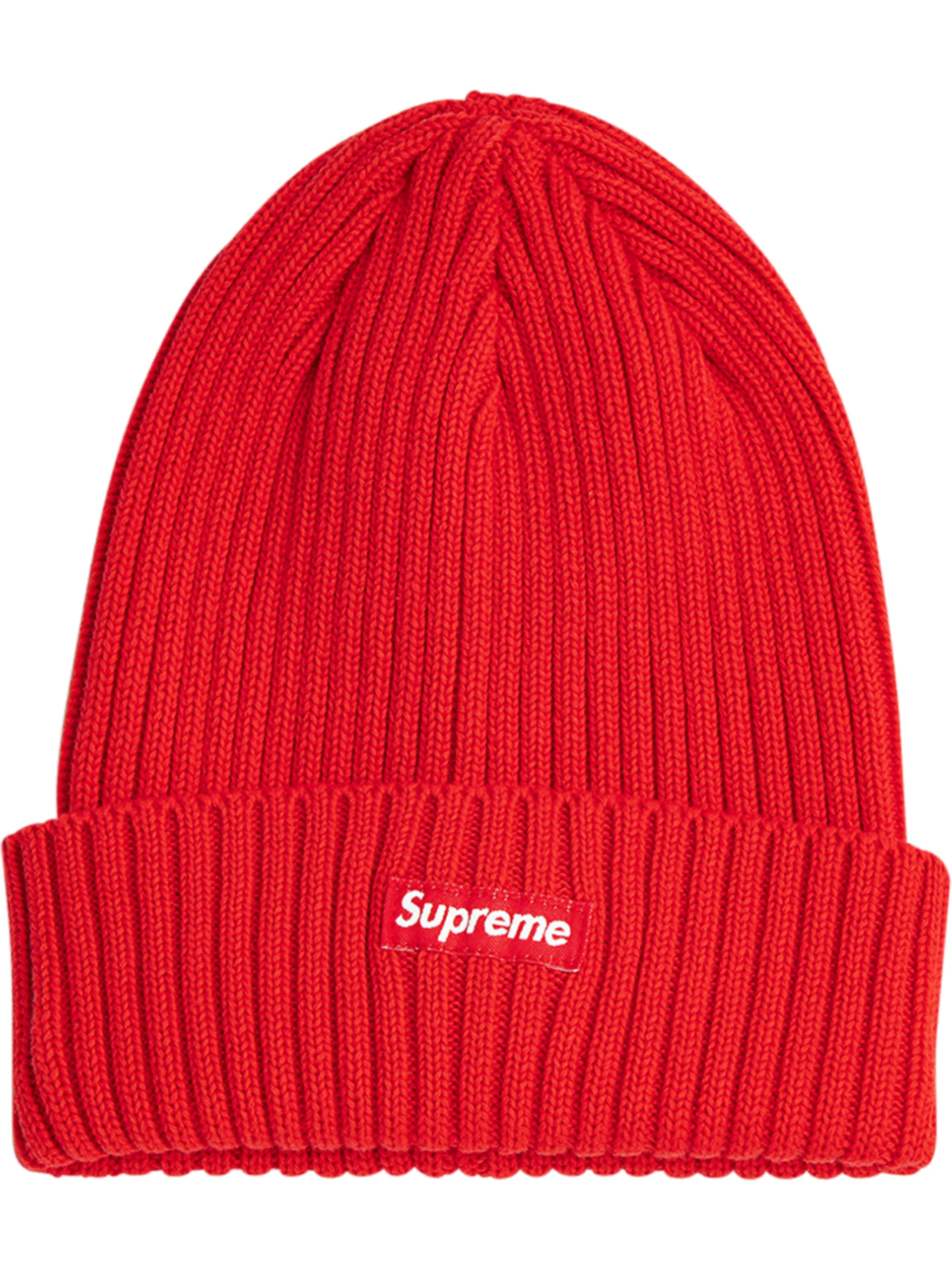 

Шапка бини в рубчик Supreme, красный