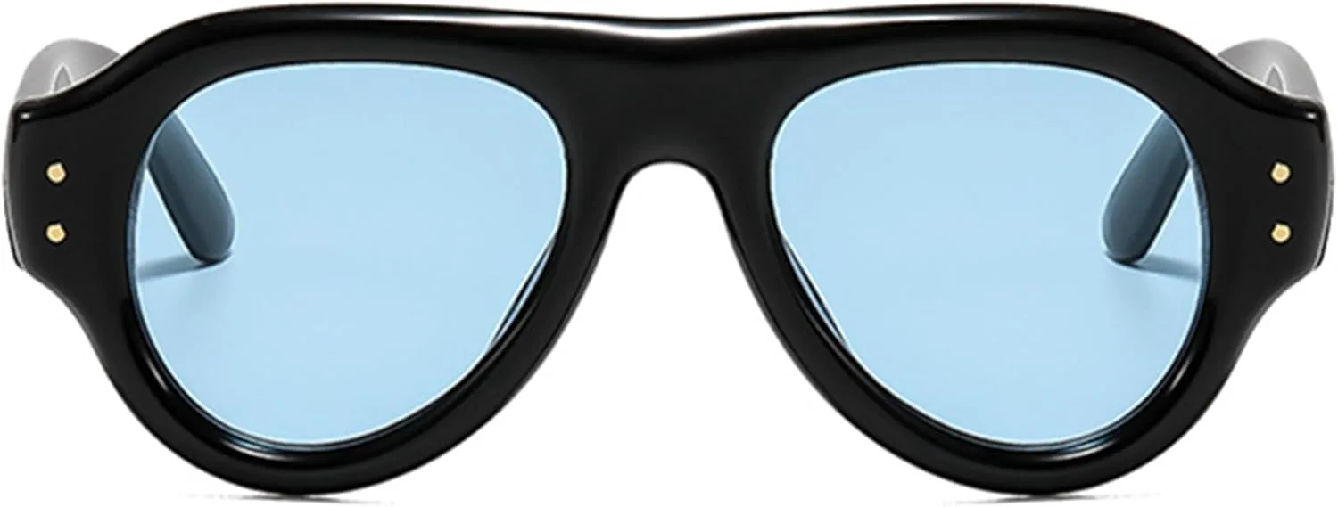 

bullabulling Большие квадратные солнцезащитные очки для женщин и мужчин в стиле ретро 70-х годов с толстой квадратной оправой и защитой UV400, Black Blue