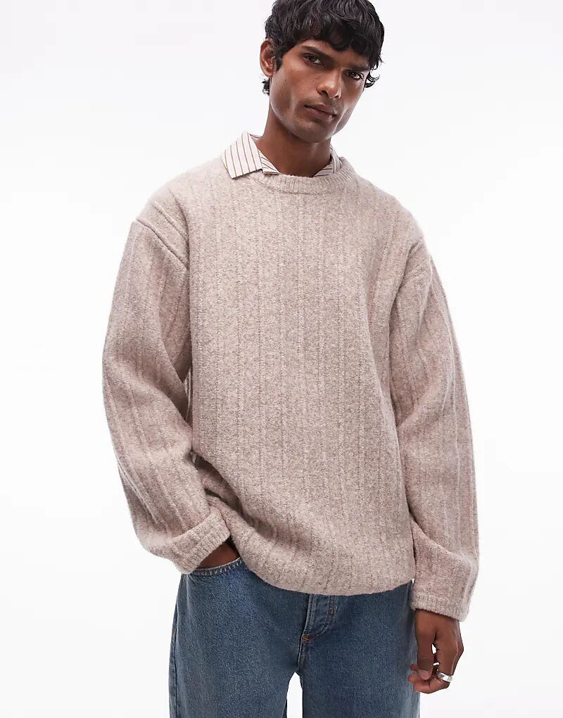 

Джемпер с круглым вырезом в рубчик Topman