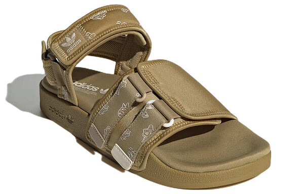 Сандалии оригиналы adilette sandal 4.0 повседневные спортивные унисекс сандалии Adidas, хаки — фото 3