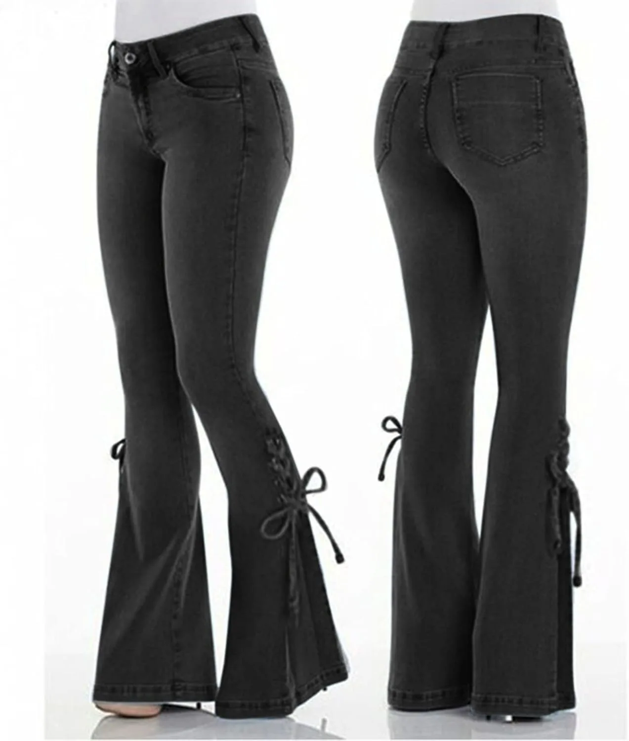 Женские джинсы mid-waist с застежкой на шнуровке — фото 2