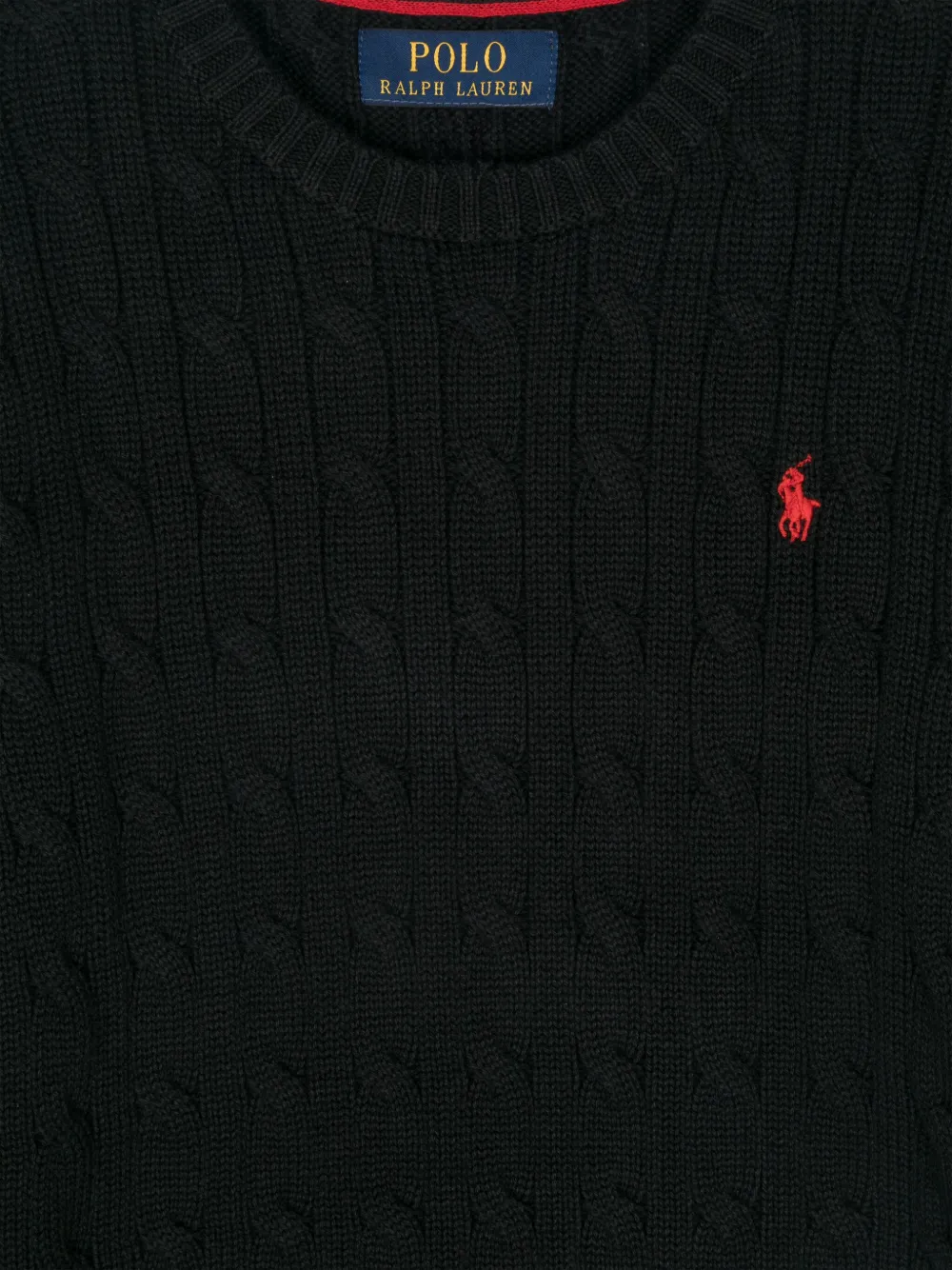 Свитер с вышивкой Polo Pony POLO RALPH LAUREN KIDS, черный — фото 3
