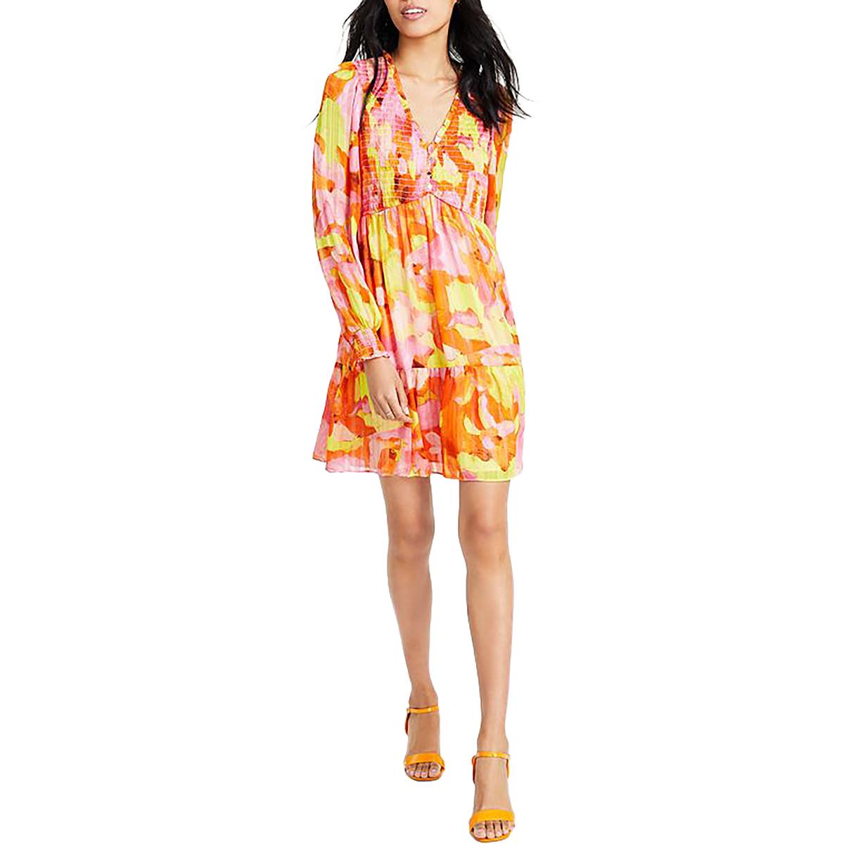 

Женское платье-трапеция с V-образным вырезом и сборками CeCe, цвет florence rose