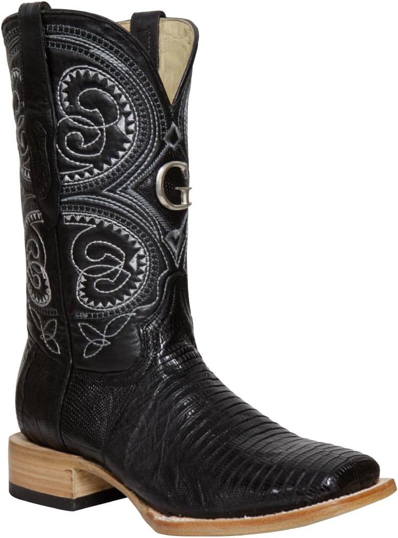 

Мужские экзотические ковбойские сапоги El General с узором под ящерицу - черные Generic