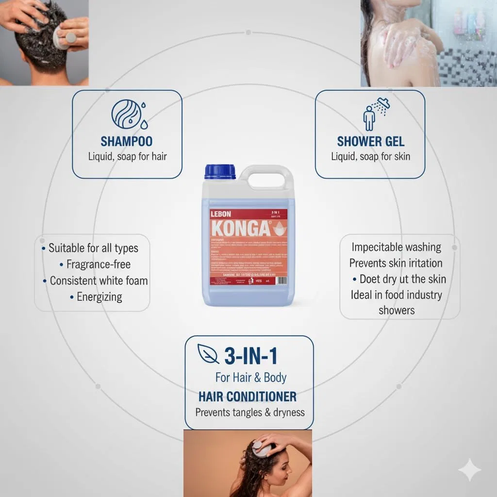 Гель для душа 3-в-1 Konga без отдушек, 5 л Konga — фото 4