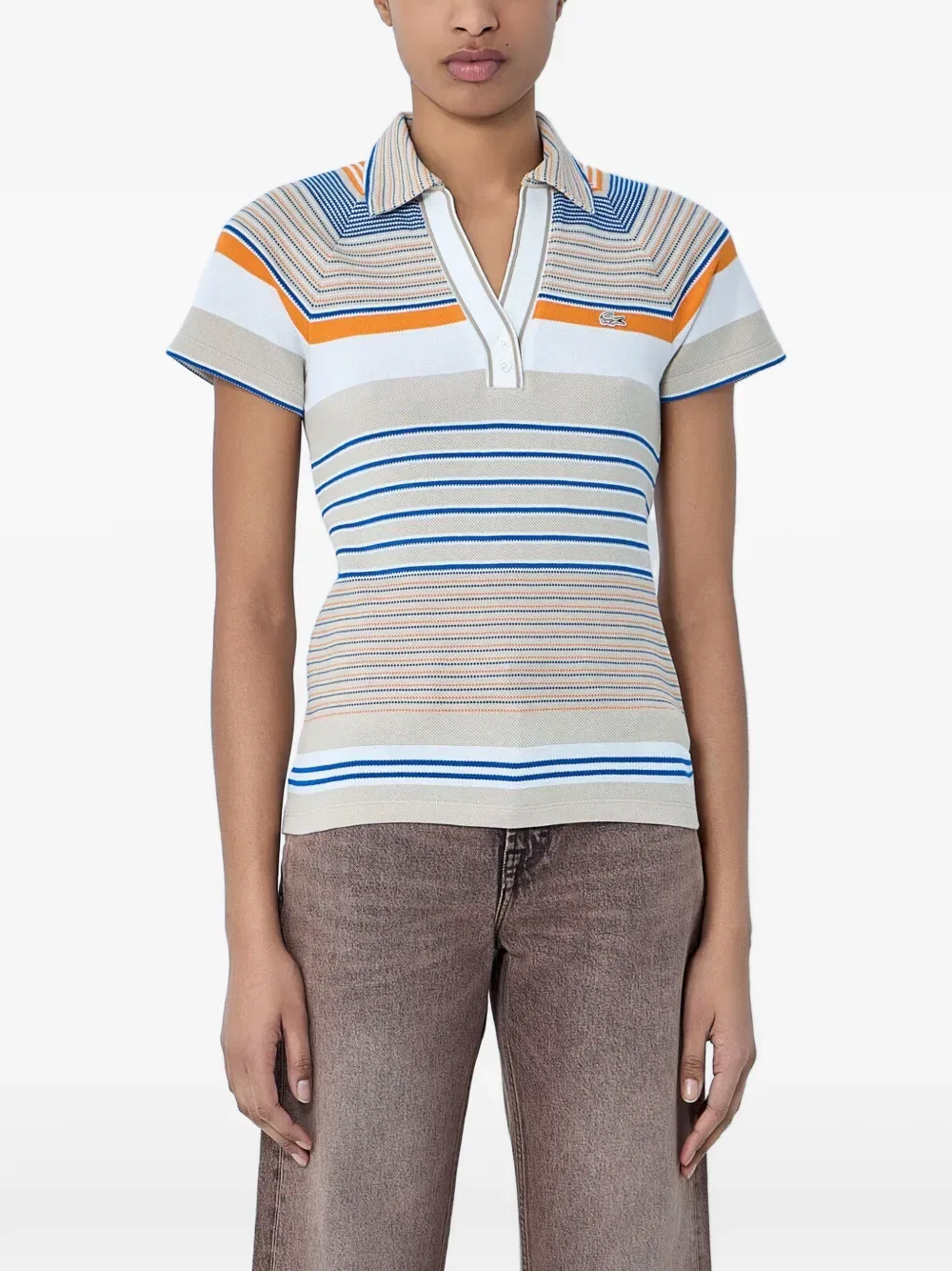 Рубашка поло Lacoste Классическая, полоска, белый