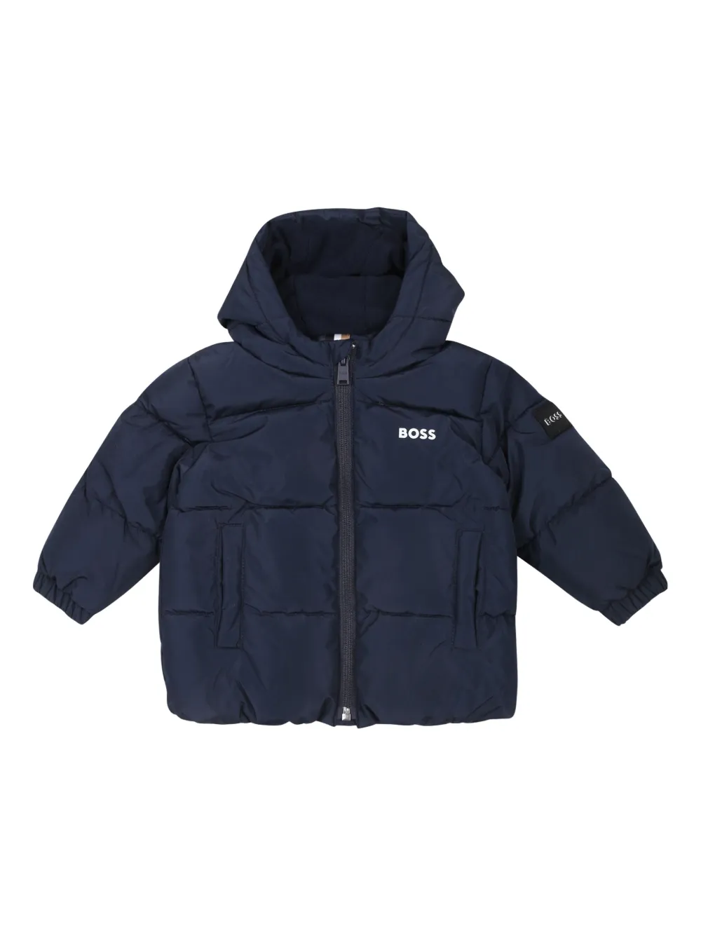 

Пуховик с логотипом BOSS Kidswear, синий