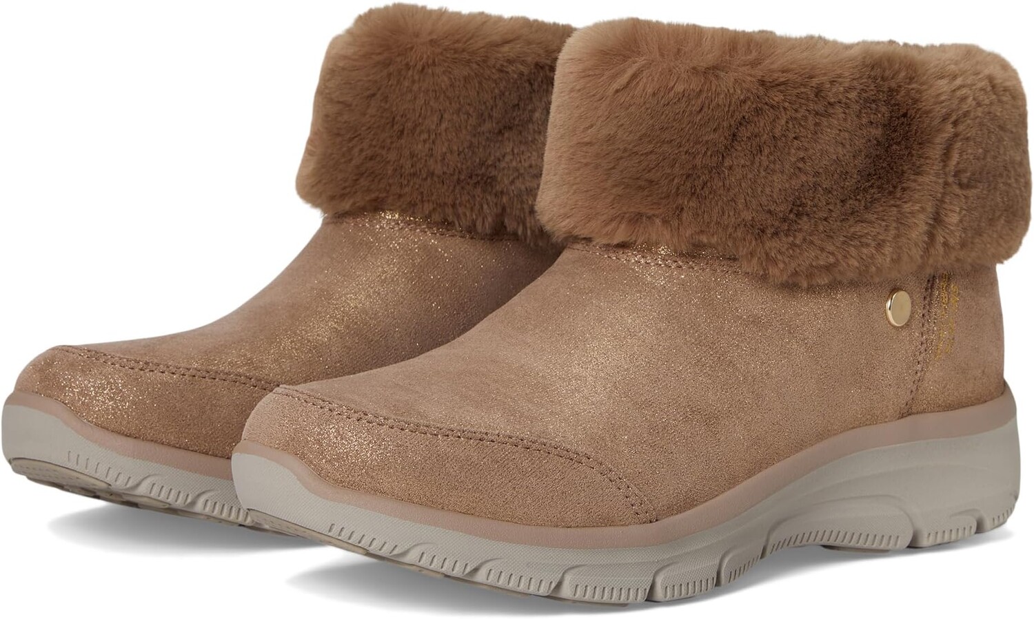 Женские ботинки Skechers Easy Going низкие с мехом, коричневый