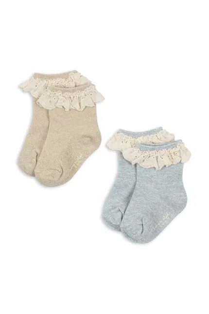 Носки детские с блестками и рюшами 2 шт Glitter Frill Socks Konges Sløjd, голубой