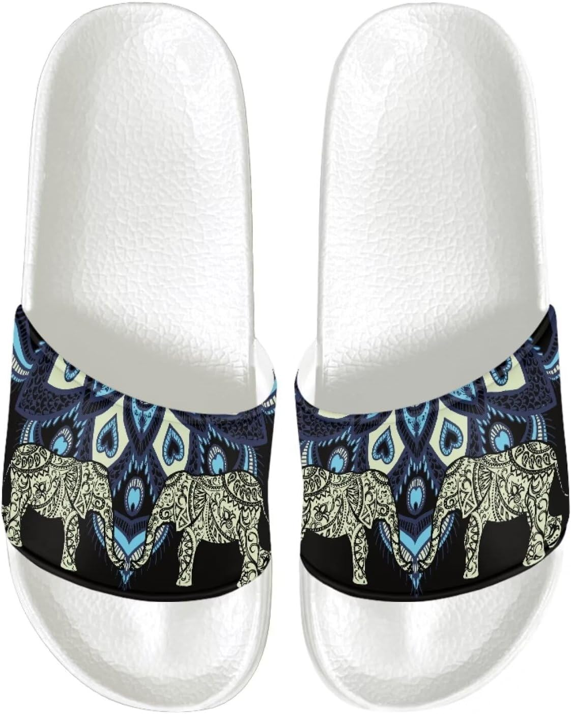 

Мужские спортивные сандалии Psesaysky с открытым носком, нескользящие, удобные, для душа, с открытым носком, слайдеры с одной полоской, однотонные, для максимального комфорта летом, Tribal Elephant