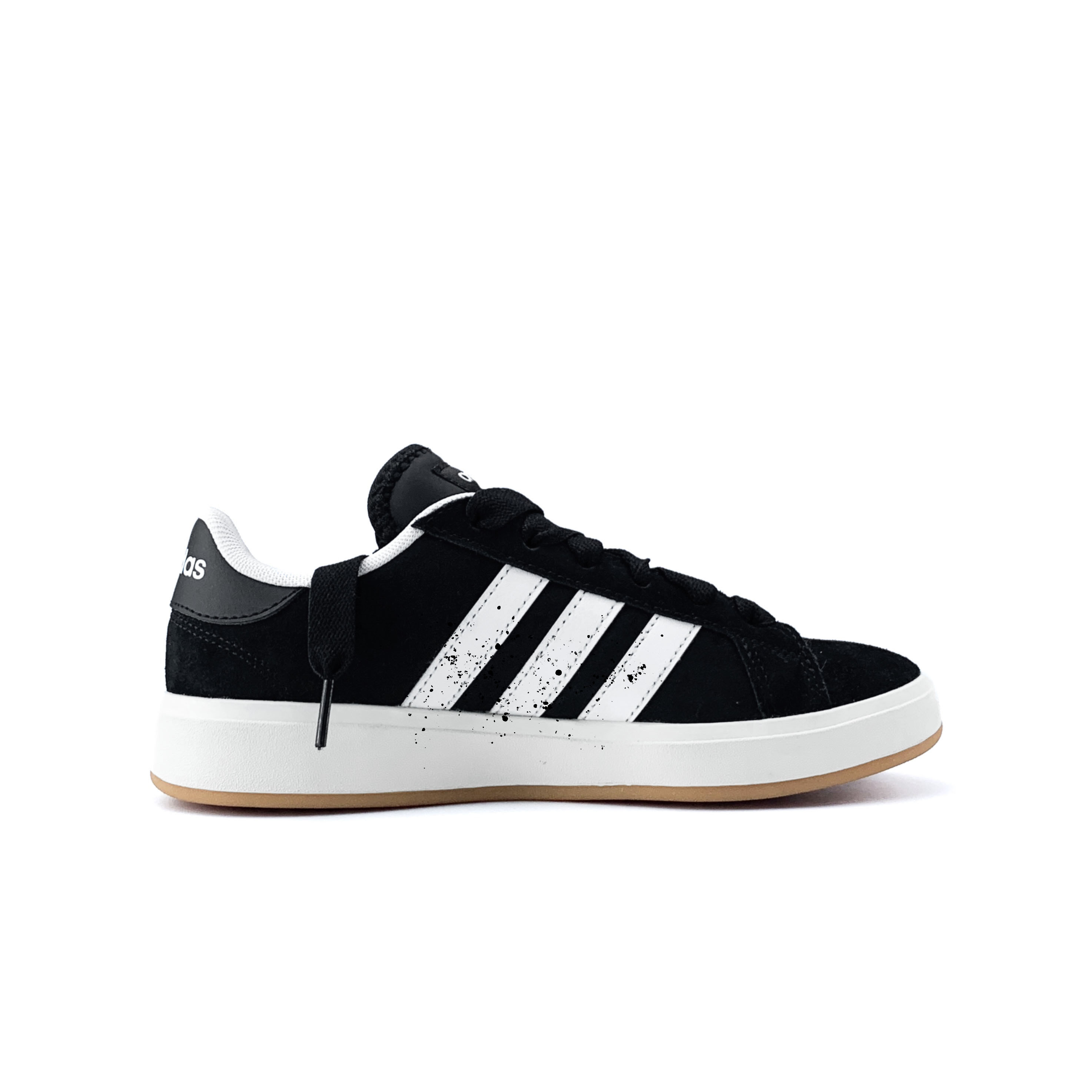 Adidas Кроссовки для скейтбординга Grand Court Base 00s Ink Shadow Flash, износостойкие, низкие, унисекс, черный с белыми элементами — фото 3