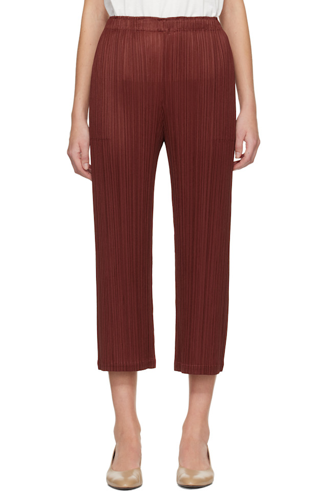 

Pleats Please Issey Miyake Бордовые брюки, цвета месяца, октябрь