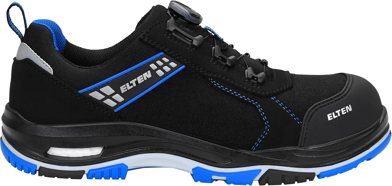 Защитные ботинки ELTEN IAN XXTP Pro BOA Blue Low ESD S3S для мужчин и женщин, изготовлены из текстиля и пластика. Носки легкие, классические, черно-синие — фото 2