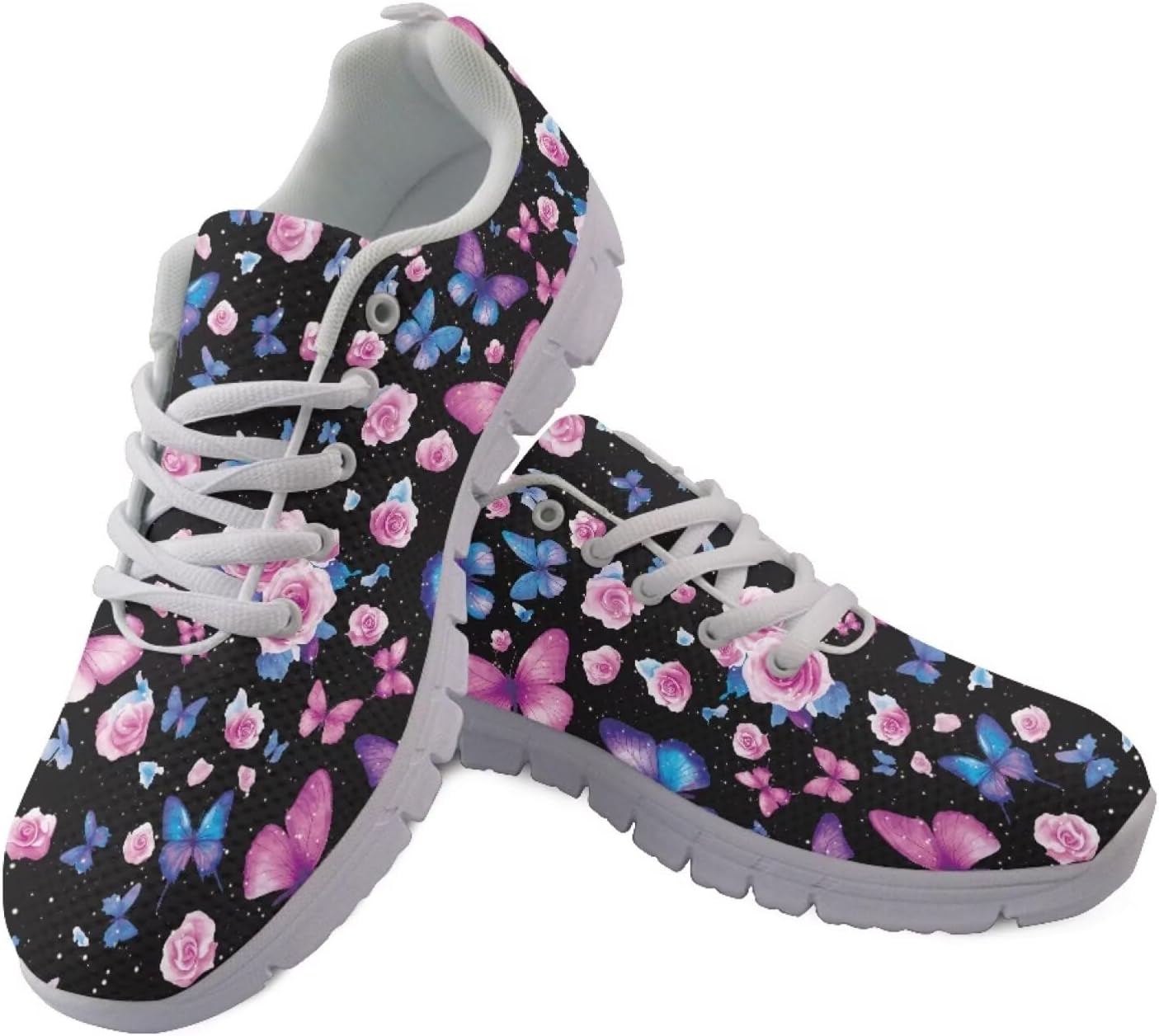 

Кроссовки для взрослых унисекс с черепом и розой, готические Y2K, легкие спортивные кроссовки для бега, тенниса, ходьбы и фитнеса Getelinseng, Butterfly Rose