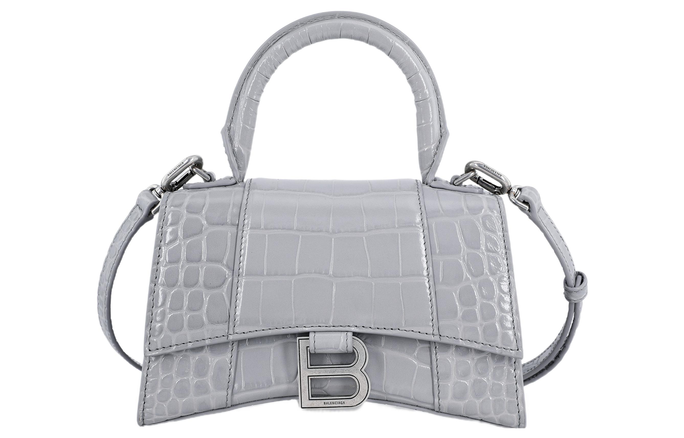 

Balenciaga Кожаная сумка-песочница, через плечо, кроссбоди, миниатюрная женская сумка цвета слоновой кости серого оттенка