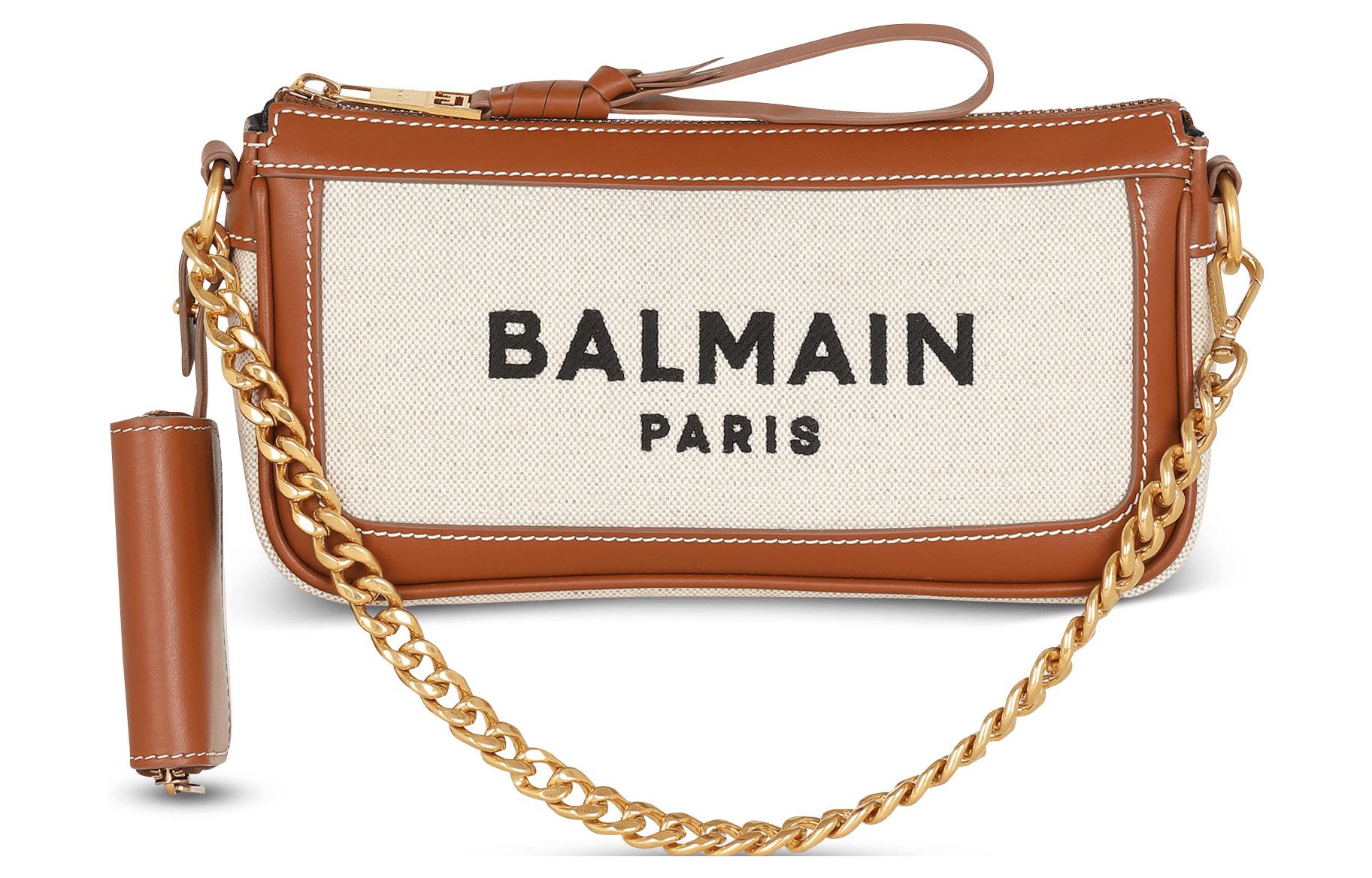 

BALMAIN Женская коричнево-бежевая одноплечевая сумка-клатч через плечо