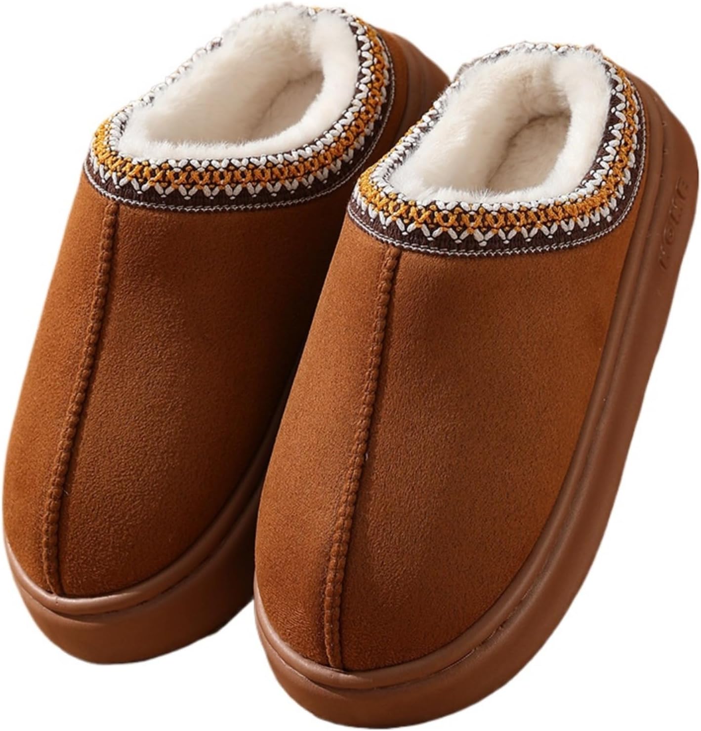 

Унисекс тапочки Azttoztto из плюшевого хлопка с противоскользящей резиновой подошвой, теплые домашние/тапочки для мужчин и женщин, удобный дизайн с забавной вышивкой мультяшного персонажа, Brown-24