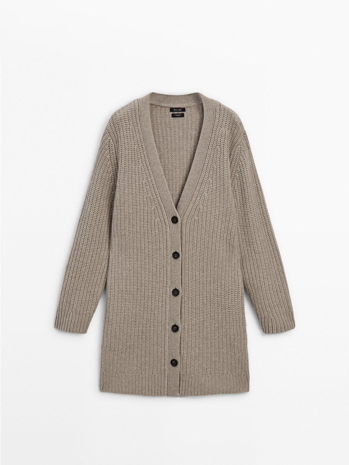 

Длинный кардиган изнаночной вязки из 100% кашемира Massimo Dutti, коричневый