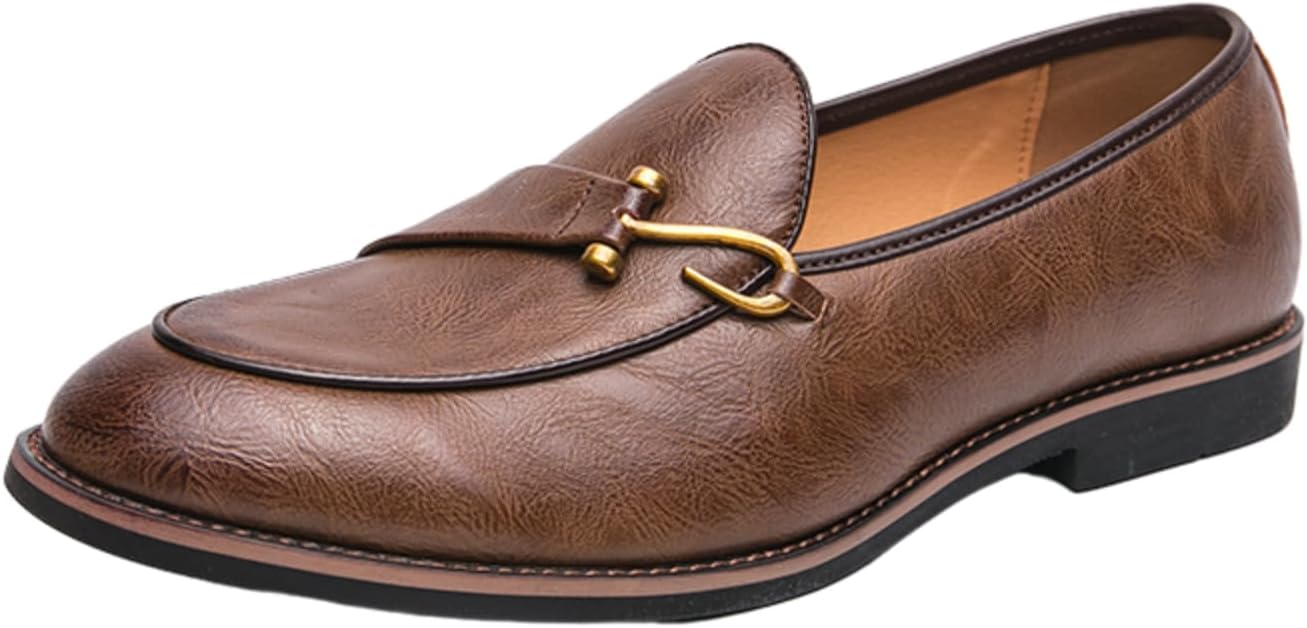 

Мужские кожаные лоферы, стильные формальные и повседневные туфли - идеально подходят для работы в офисе, деловых встреч и ежедневных поездок Aokisx, коричневый