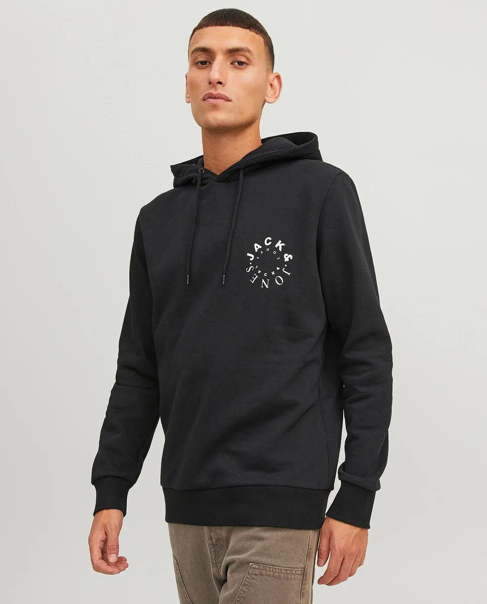 

Мужская толстовка с длинными рукавами и вышивкой спереди Jack & Jones, черный