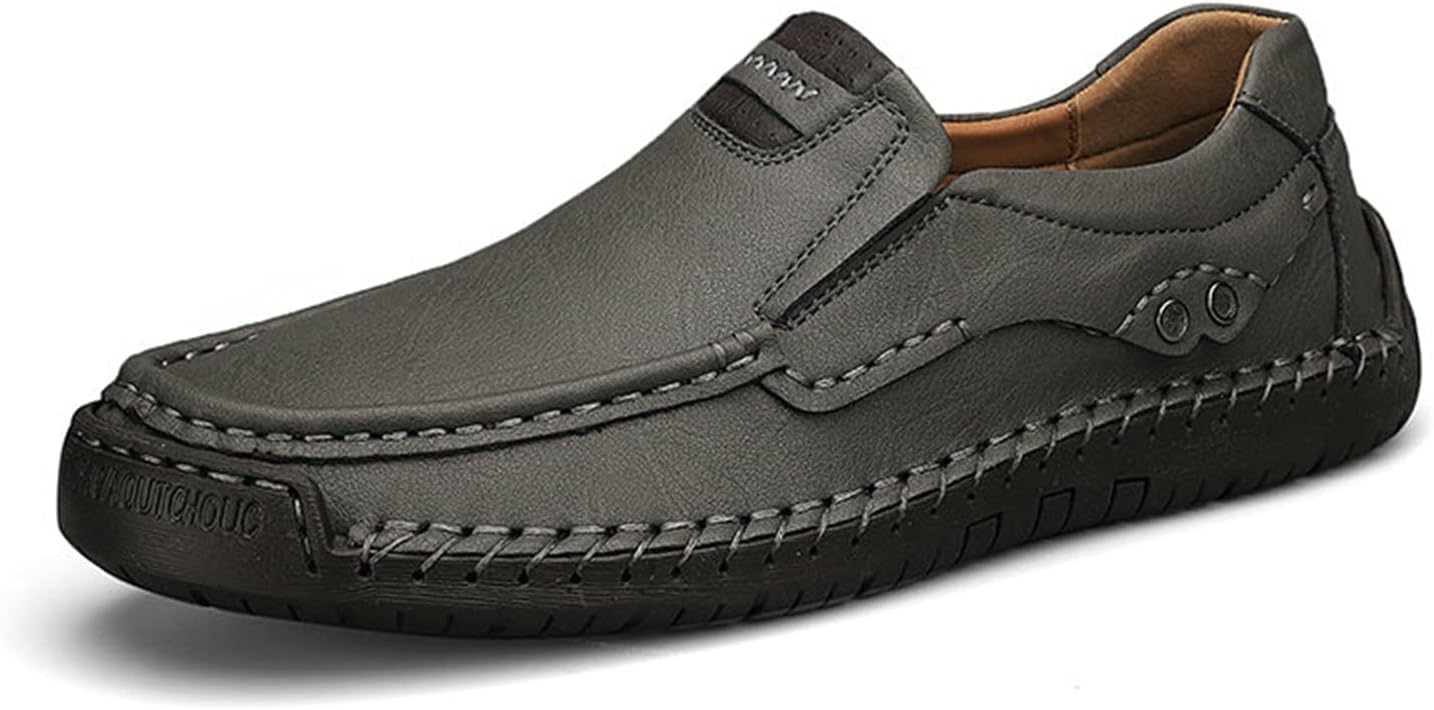 

Мужские слипоны ручной работы из натуральной кожи, мягкие и дышащие, для ходьбы и вождения Abborora, серый