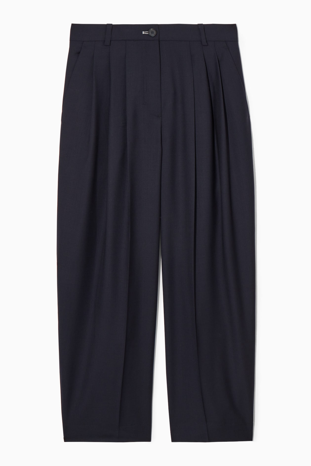 

Шерстяные брюки barrel-regular fit COS, темно-синий