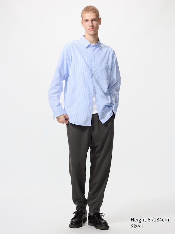 Рубашка regular fit из поплина (в полоску) Uniqlo, 60 light blue — фото 2