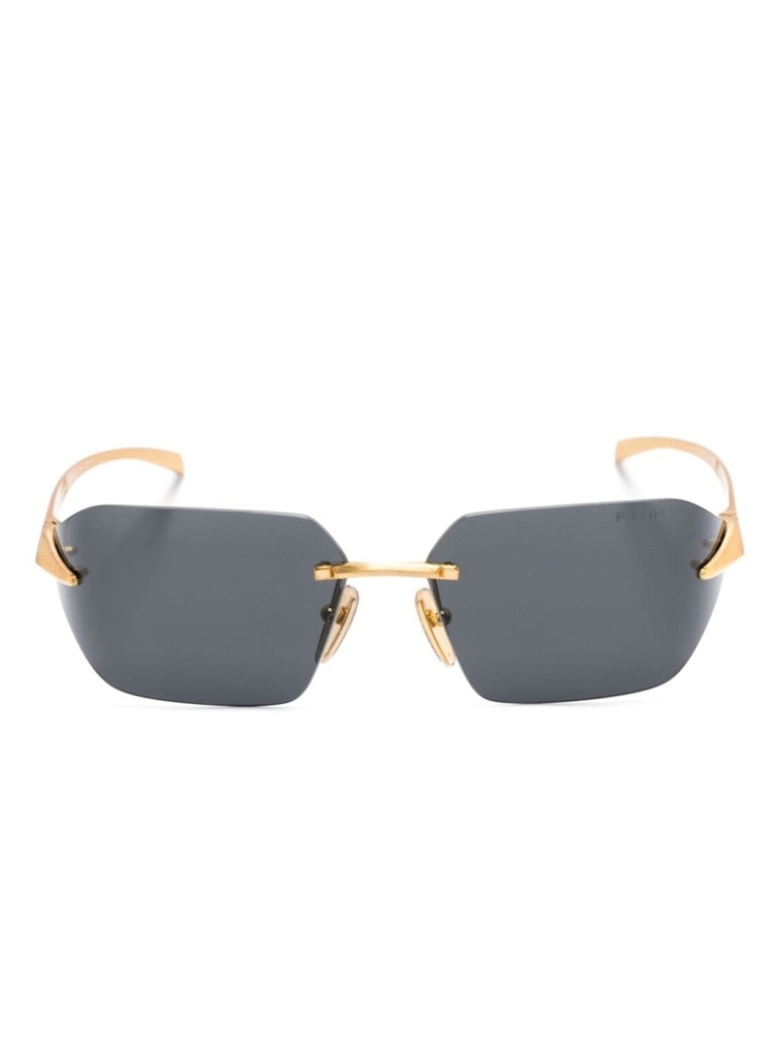 

Prada Eyewear солнцезащитные очки в прямоугольной оправе, золотистый