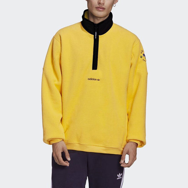 Толстовка originals adv archive hz retro half zipper sports long sleeves yellow Adidas, желтый — фото 3
