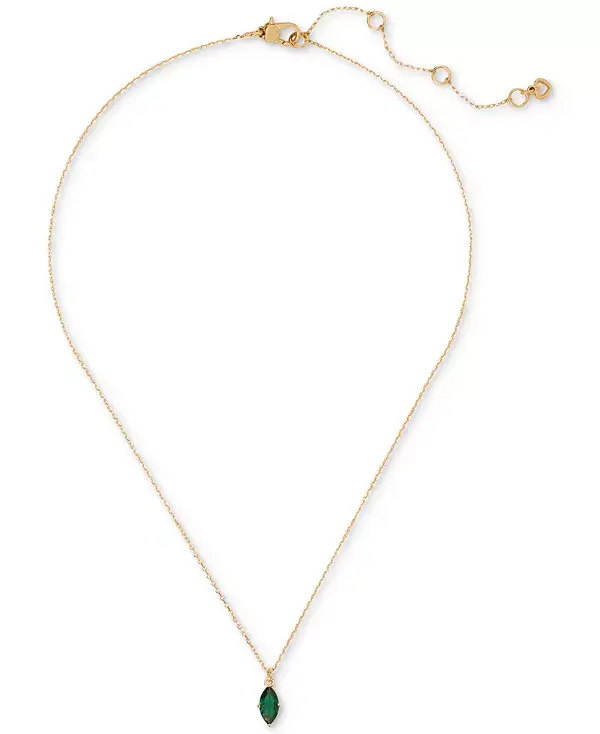 

Фирменное ожерелье с подвеской-солитером, 16 дюймов + удлинитель 3 дюйма Kate Spade New York, emerald