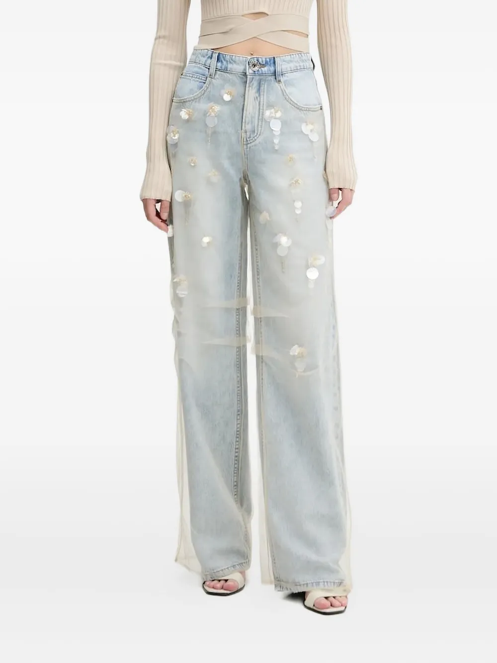 

Широкие джинсы с пайетками Miss Sixty, синий